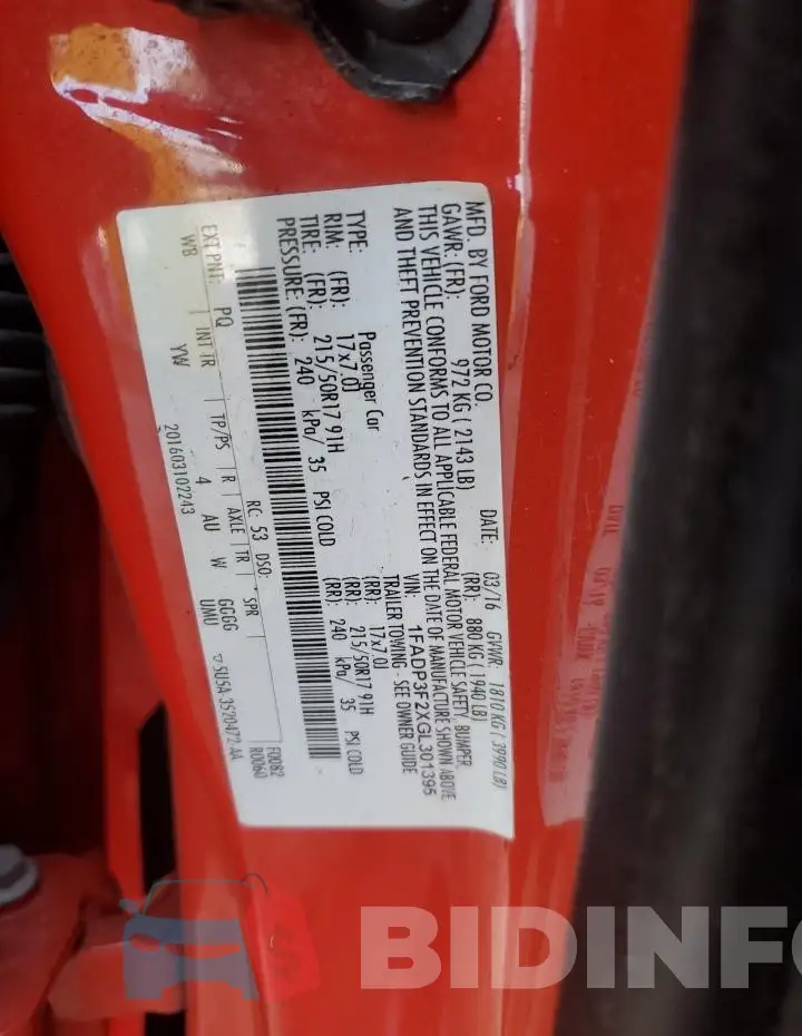 1FADP3F2XGL301395 Photo# 12