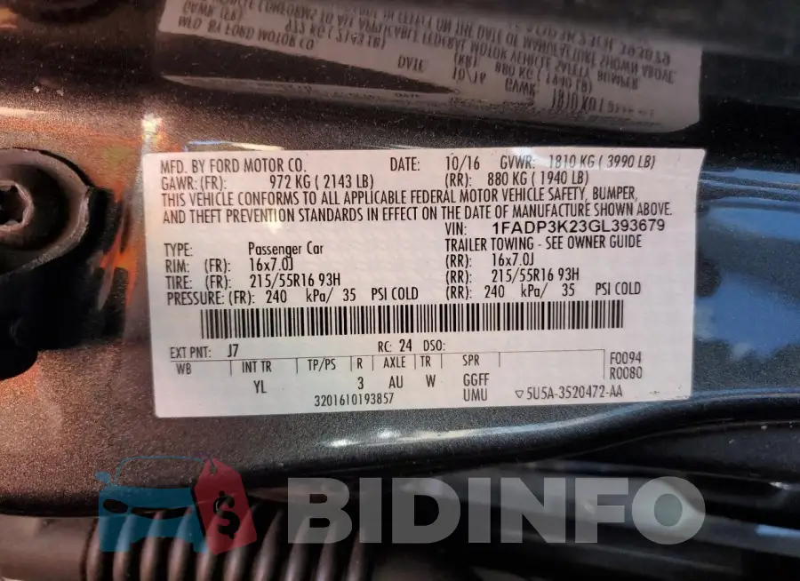 1FADP3K23GL393679 Photo# 12