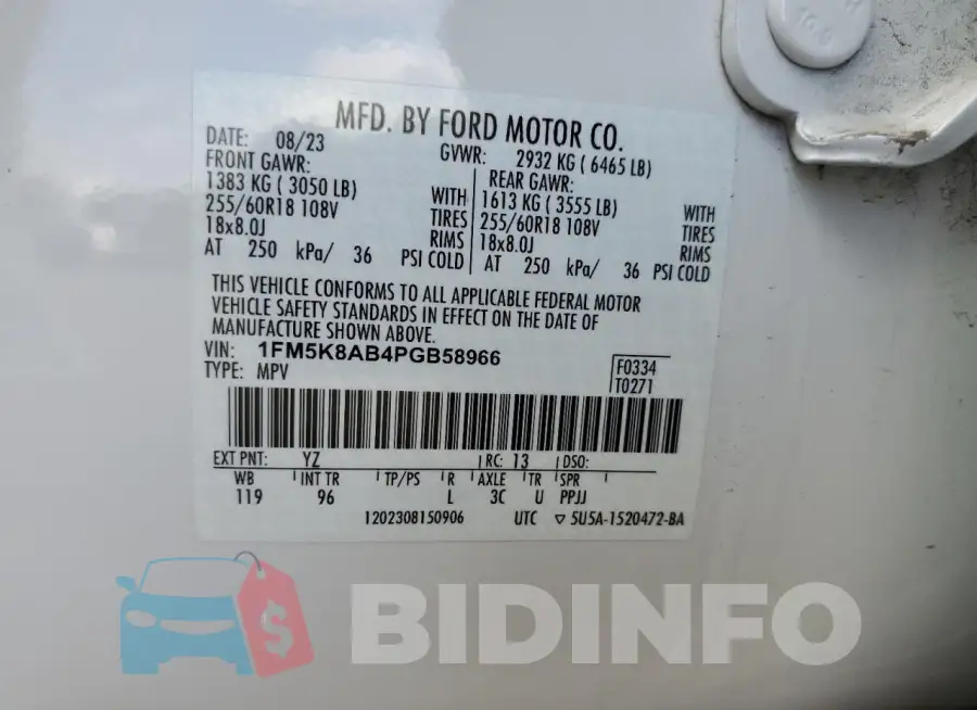 1FM5K8AB4PGB58966 Photo# 12