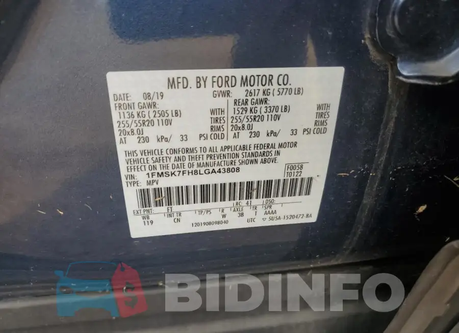 1FMSK7FH8LGA43808 Photo# 13