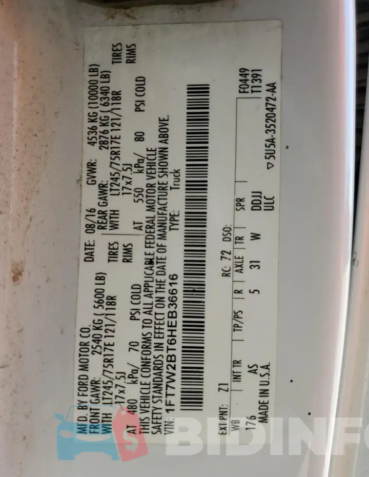 1FT7W2BT6HEB36616 Photo# 12