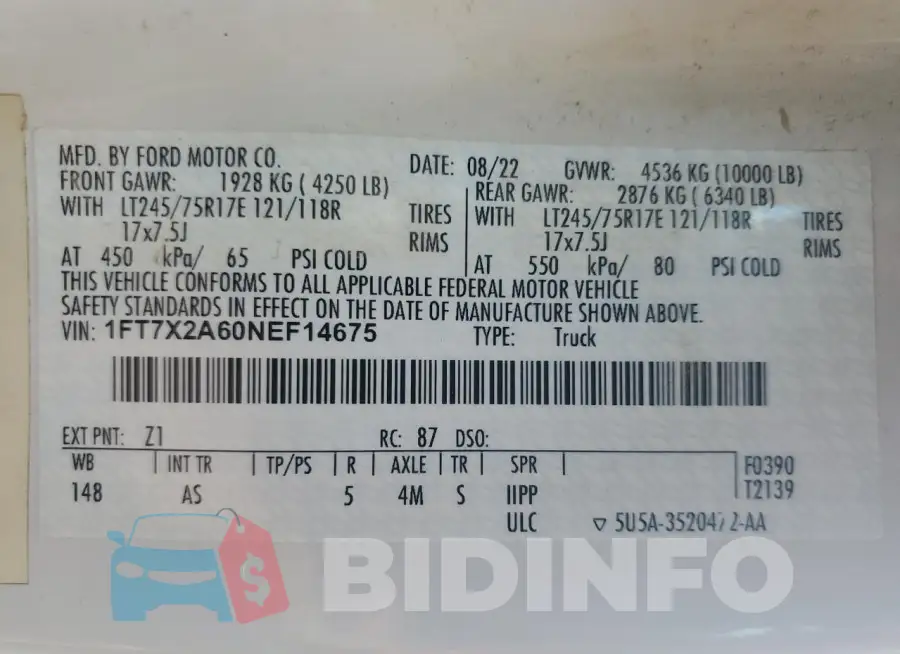 1FT7X2A60NEF14675 Photo# 12
