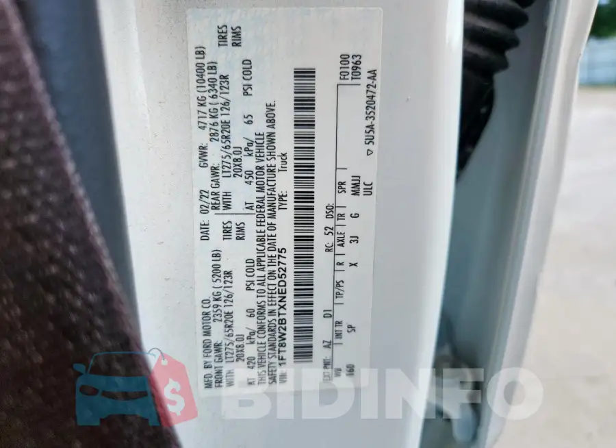1FT8W2BTXNED52775 Photo# 13