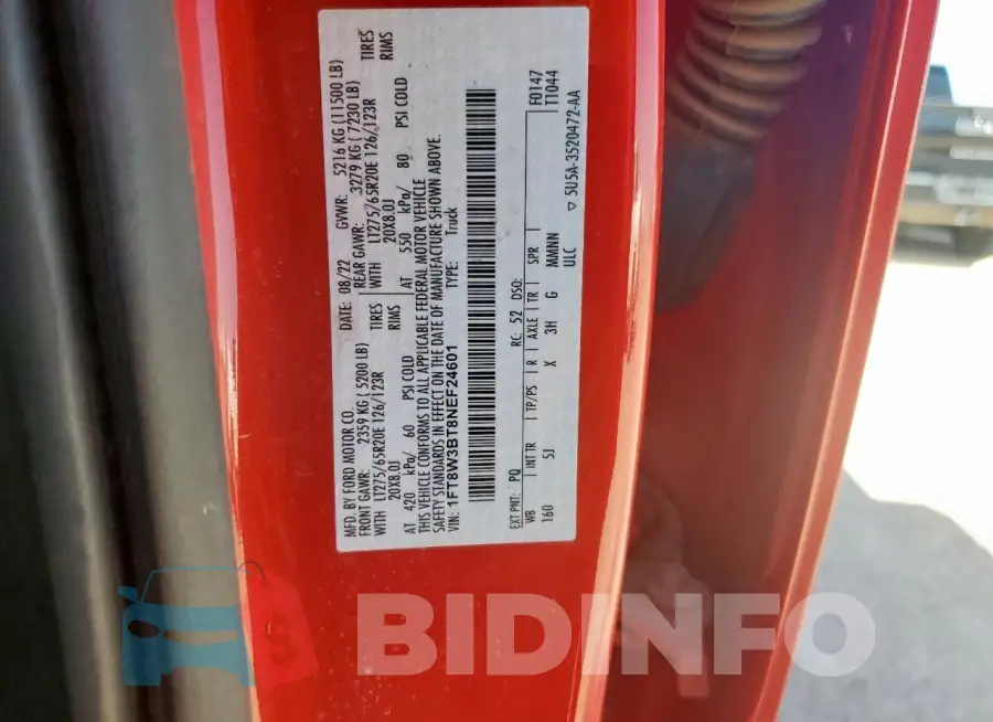 1FT8W3BT8NEF24601 Photo# 13