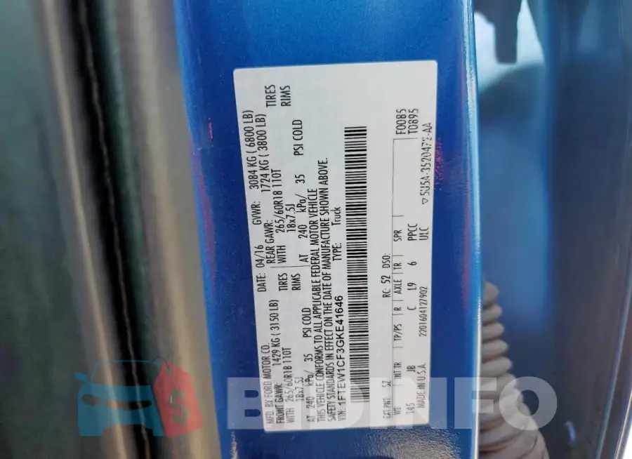 1FTEW1CF3GKE41646 Photo# 12