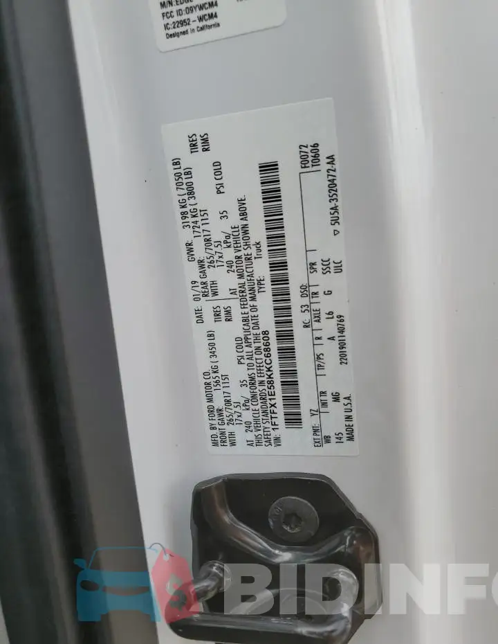 1FTFX1E58KKC68608 Photo# 13