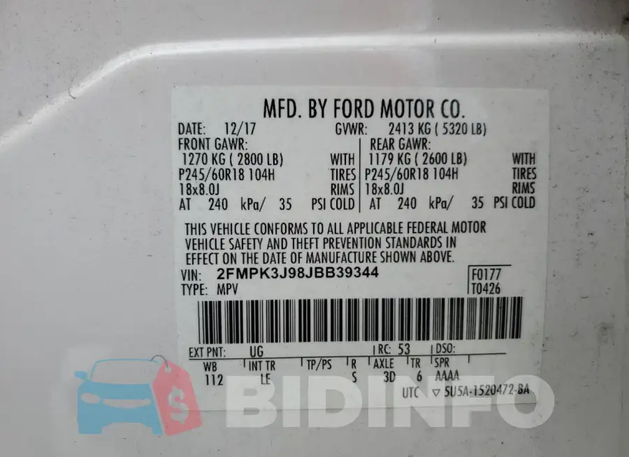 2FMPK3J98JBB39344 Photo# 13