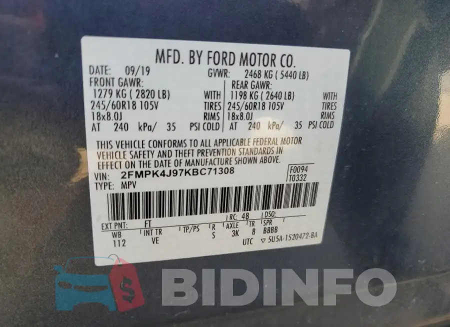 2FMPK4J97KBC71308 Photo# 13