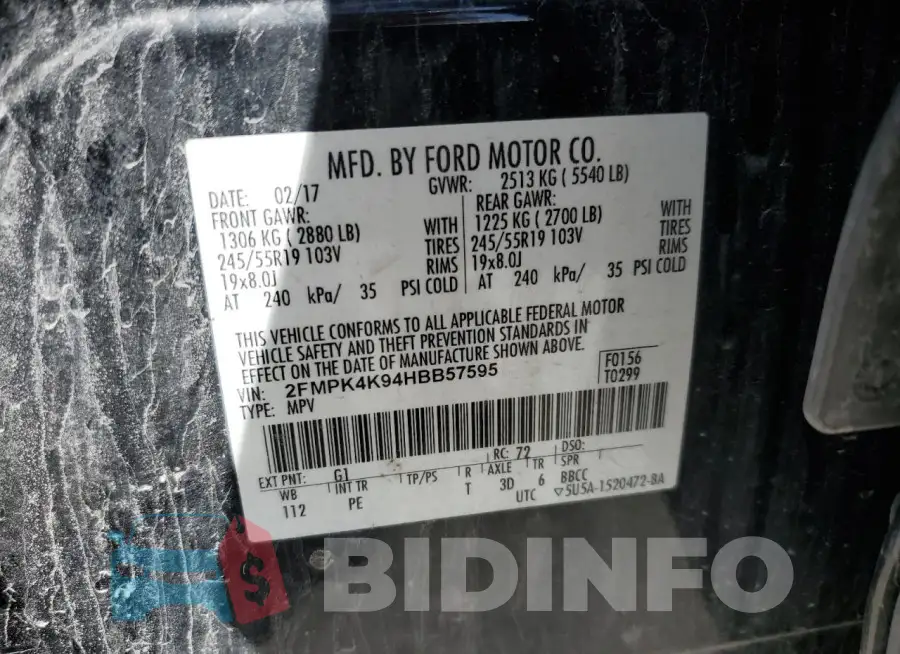 2FMPK4K94HBB57595 Photo# 13