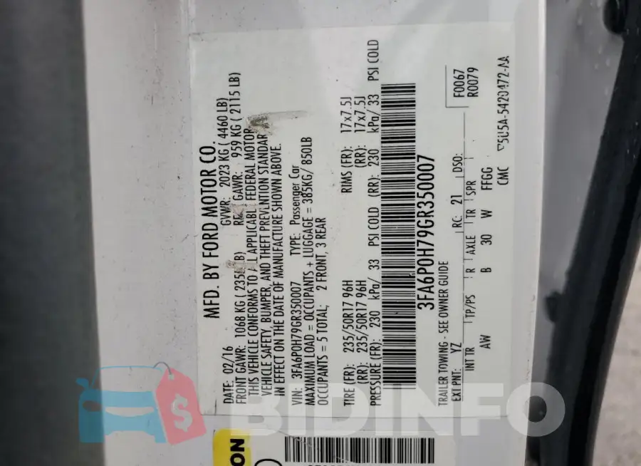 3FA6P0H79GR350007 Photo# 12