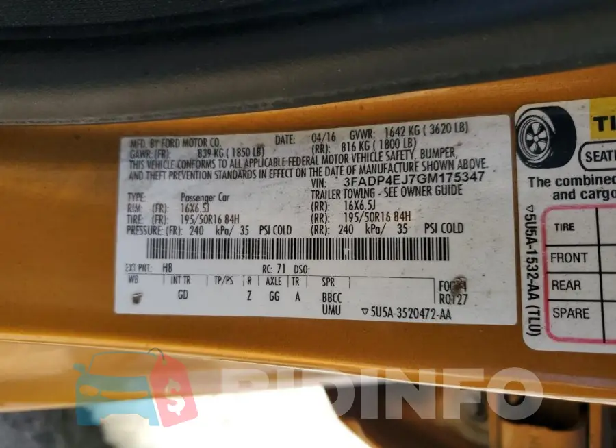 3FADP4EJ7GM175347 Photo# 12
