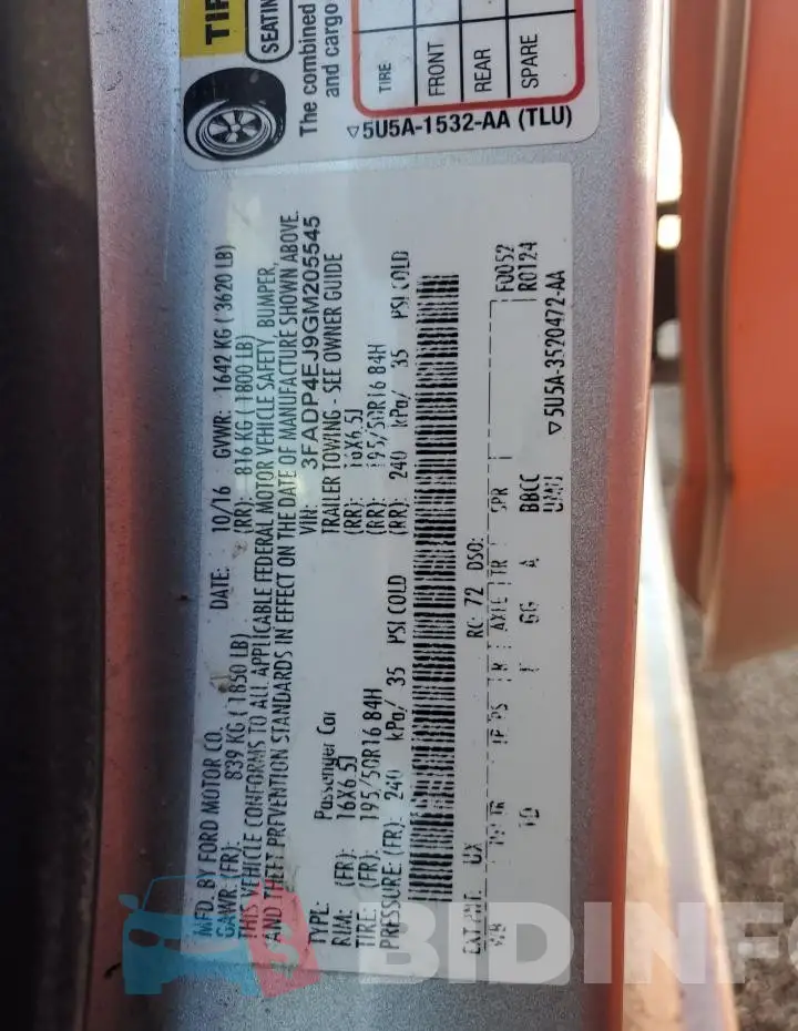 3FADP4EJ9GM205545 Photo# 12