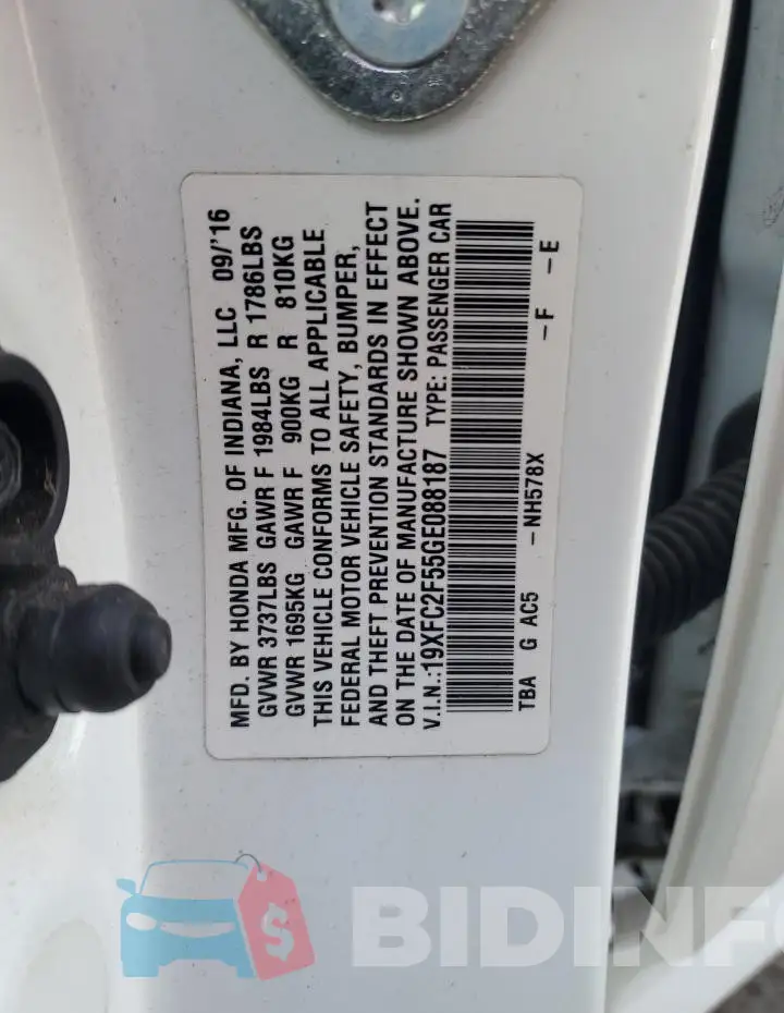 19XFC2F55GE088187 Photo# 12