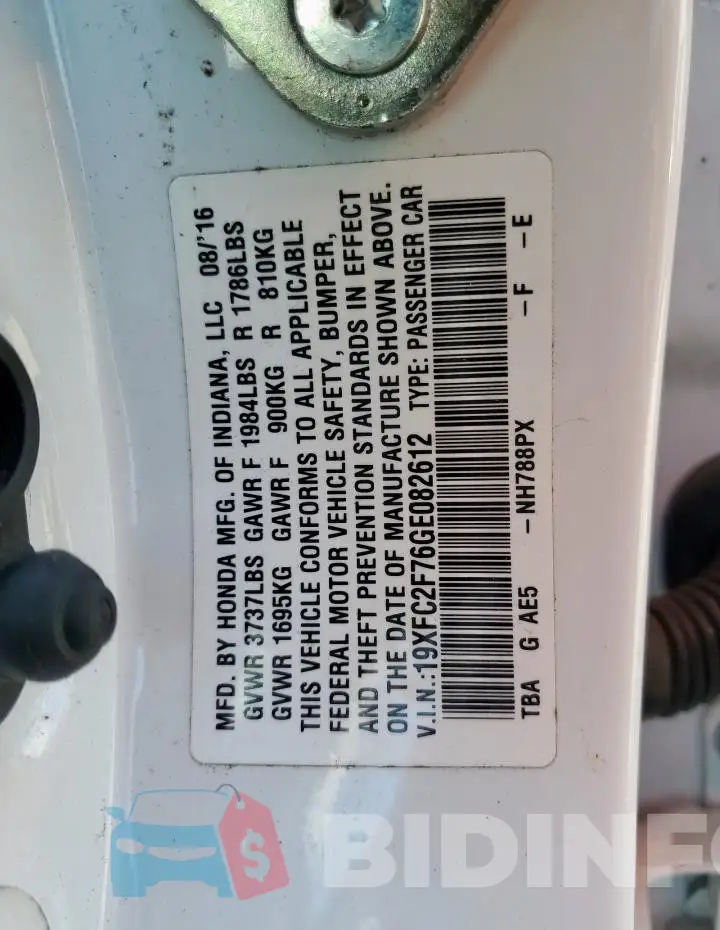 19XFC2F76GE082612 Photo# 13