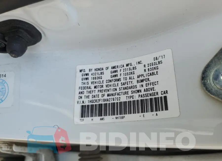 1HGCR2F19HA276702 Photo# 12