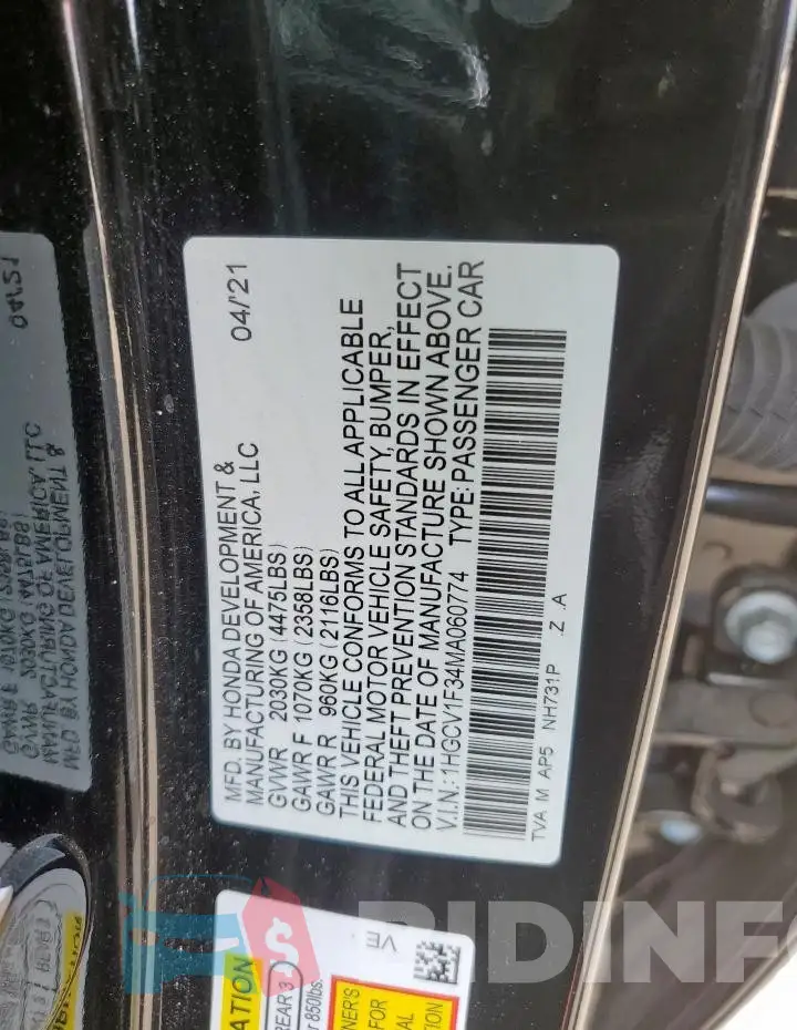 1HGCV1F34MA060774 Photo# 13