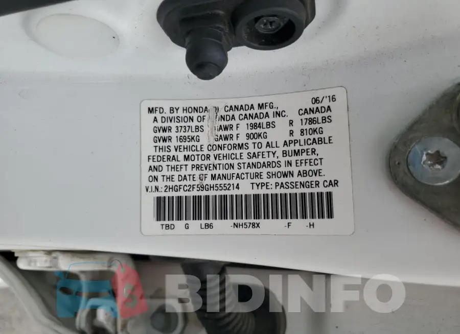 2HGFC2F59GH555214 Photo# 12