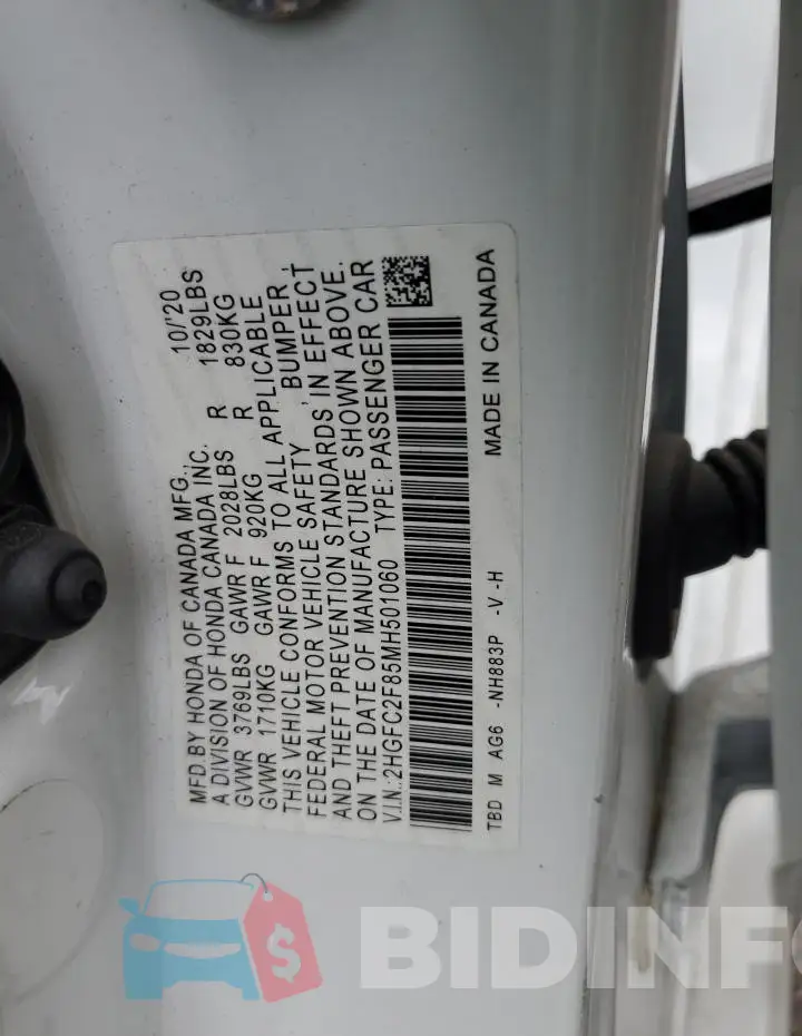 2HGFC2F85MH501060 Photo# 12
