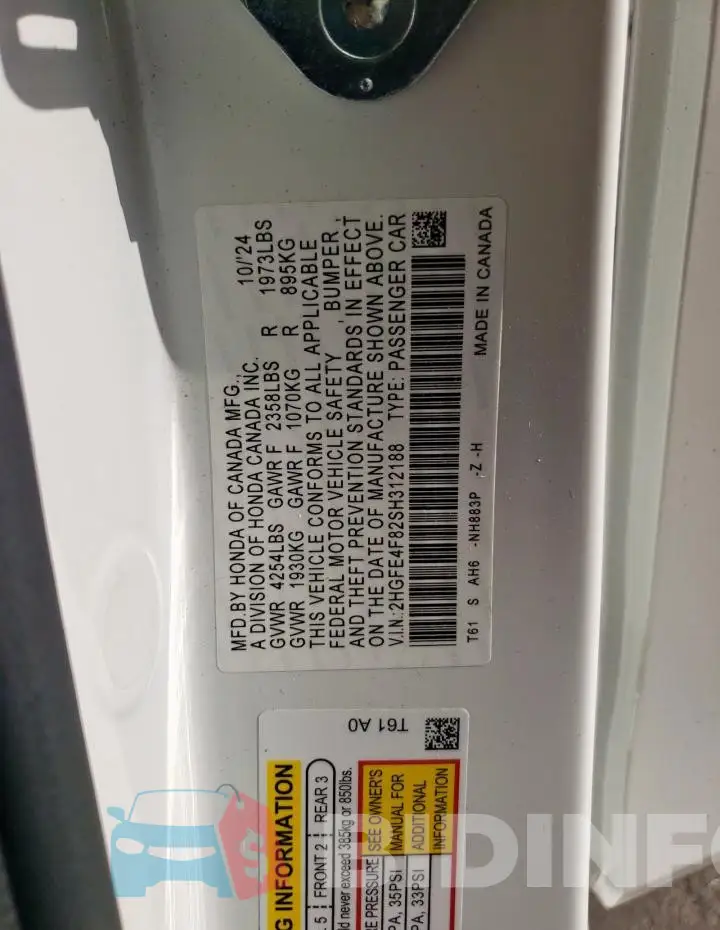 2HGFE4F82SH312188 Photo# 12
