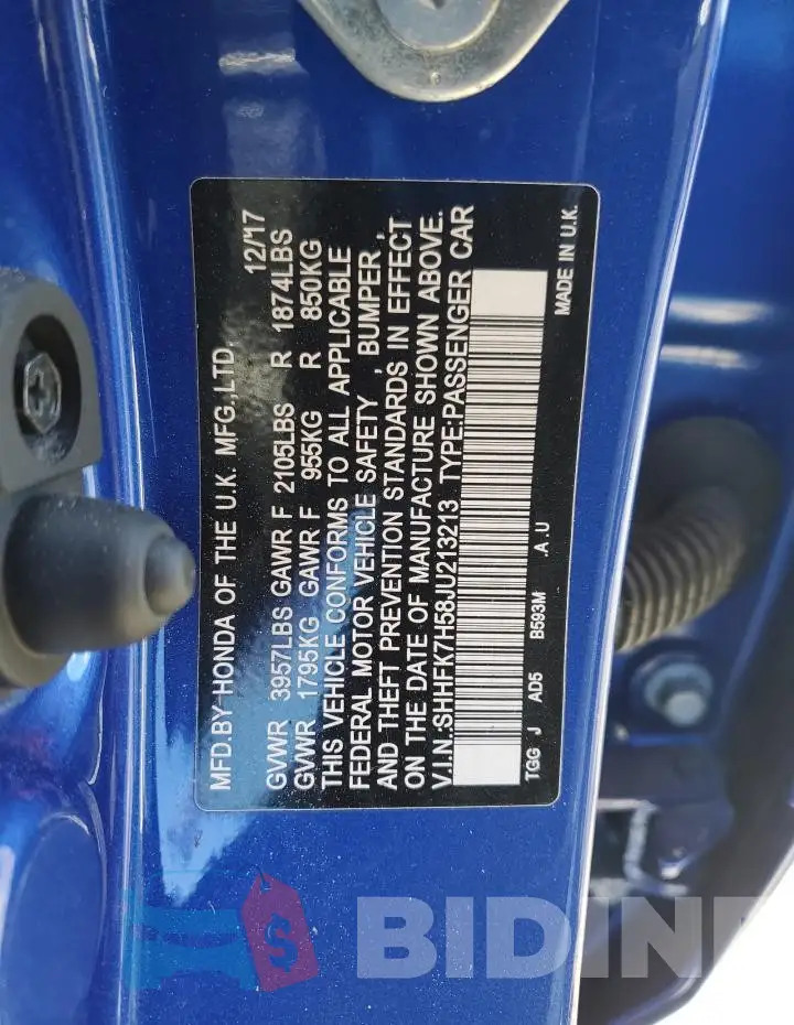 SHHFK7H58JU213213 Photo# 12