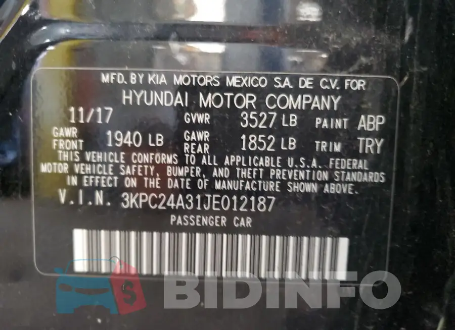 3KPC24A31JE012187 Photo# 12