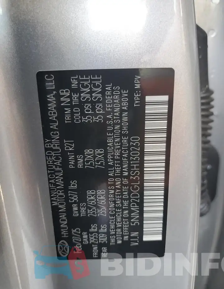 5NMP2DGL3SH130230 Photo# 13