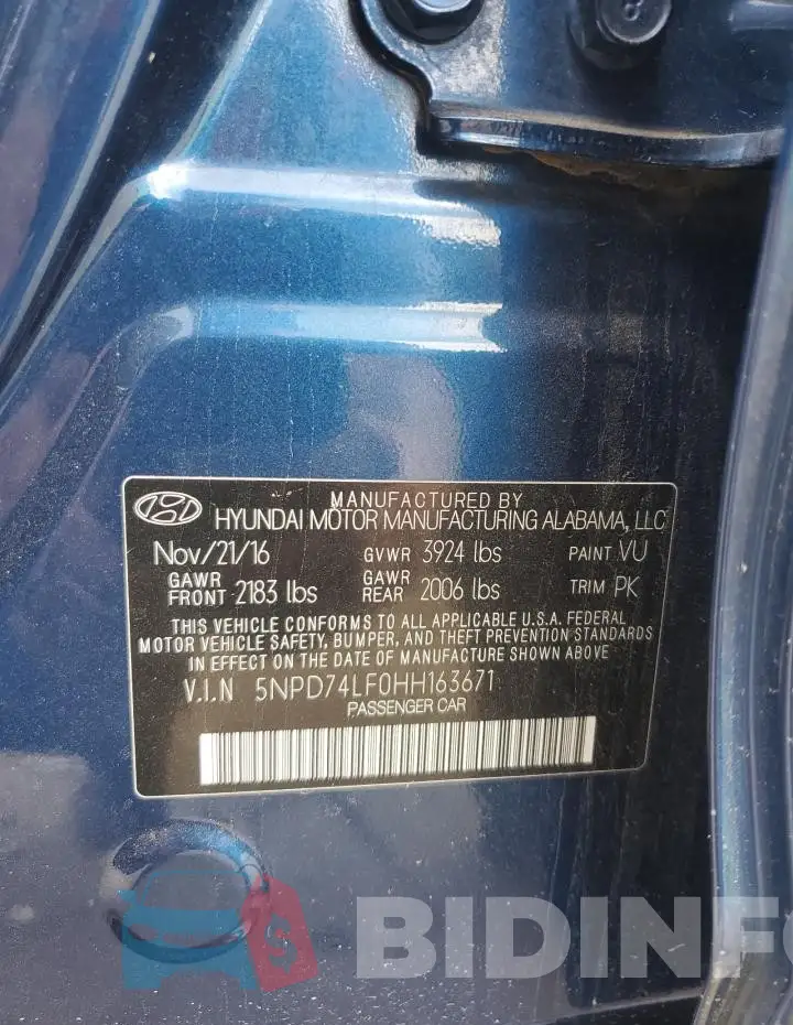 5NPD74LF0HH163671 Photo# 12