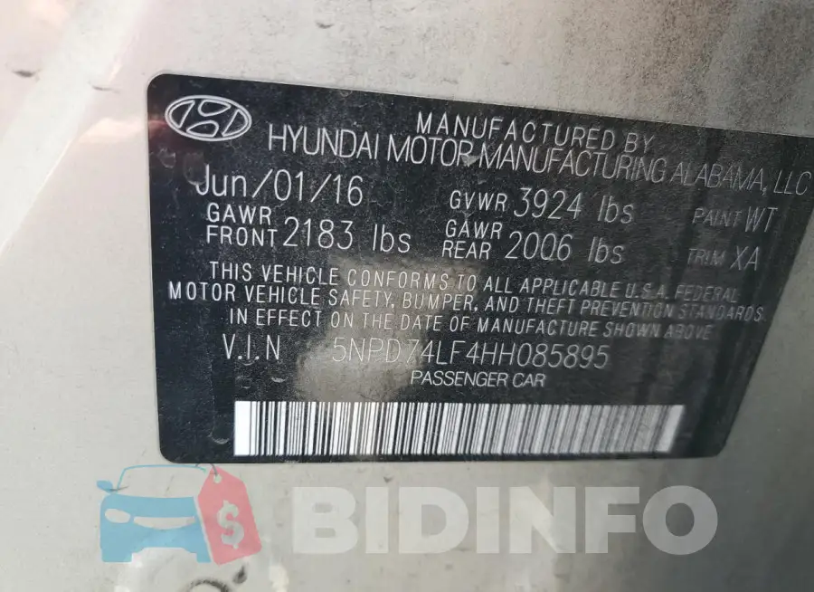 5NPD74LF4HH085895 Photo# 13