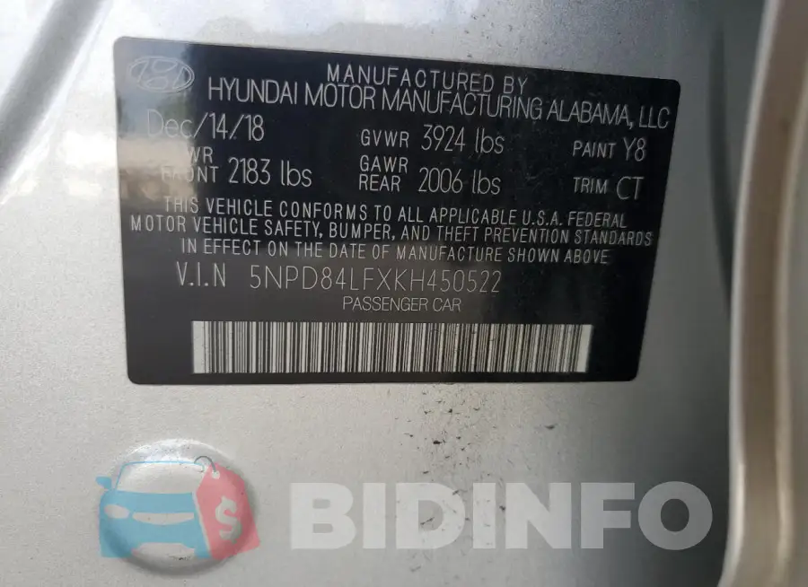 5NPD84LFXKH450522 Photo# 13