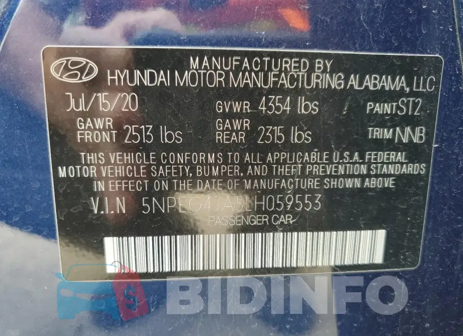 5NPEG4JA5LH059553 Photo# 12