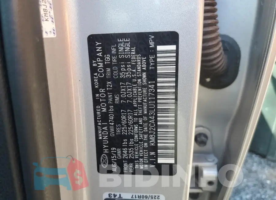 KM8J2CA43LU117341 Photo# 12