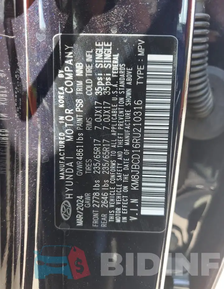 KM8JBCD16RU210316 Photo# 13