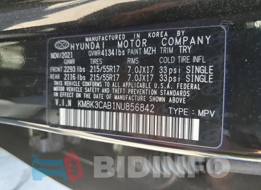KM8K3CAB1NU856842 Photo# 13