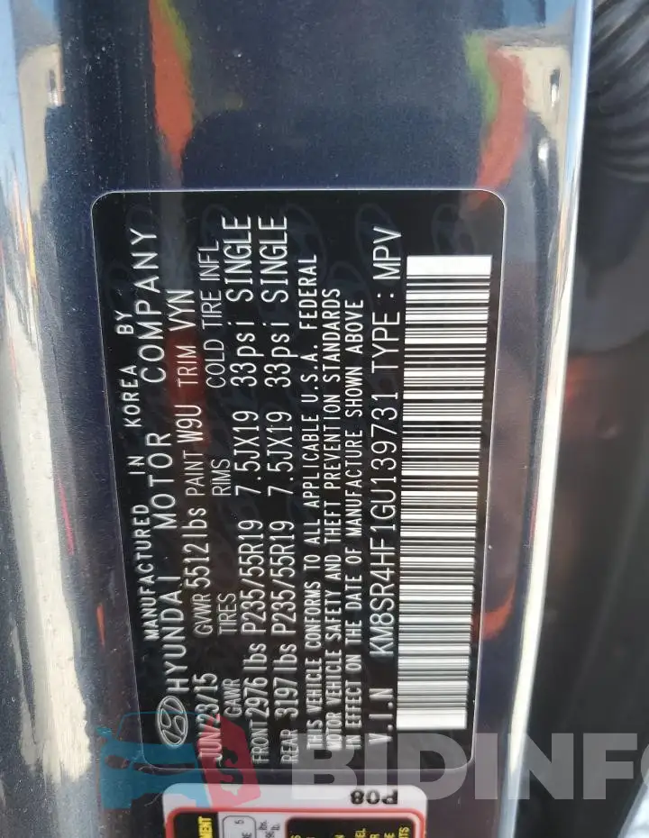 KM8SR4HF1GU139731 Photo# 13