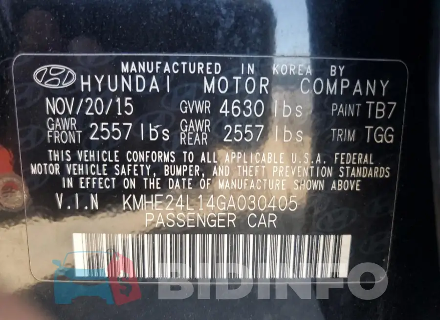 KMHE24L14GA030405 Photo# 13