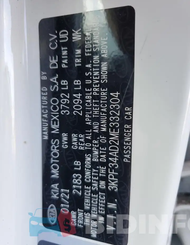 3KPF34AD2ME332304 Photo# 12