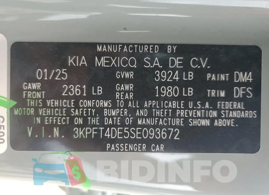 3KPFT4DE5SE093672 Photo# 13