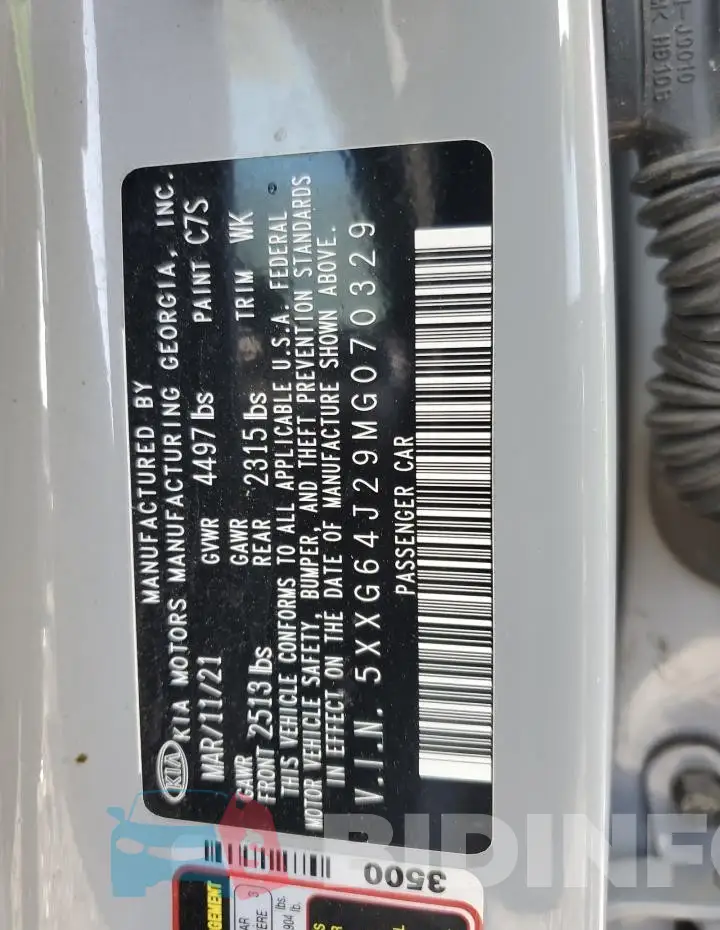 5XXG64J29MG070329 Photo# 13