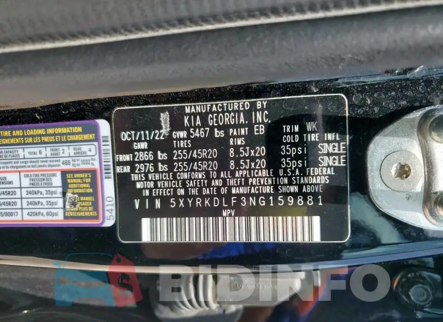 5XYRKDLF3NG159881 Photo# 13