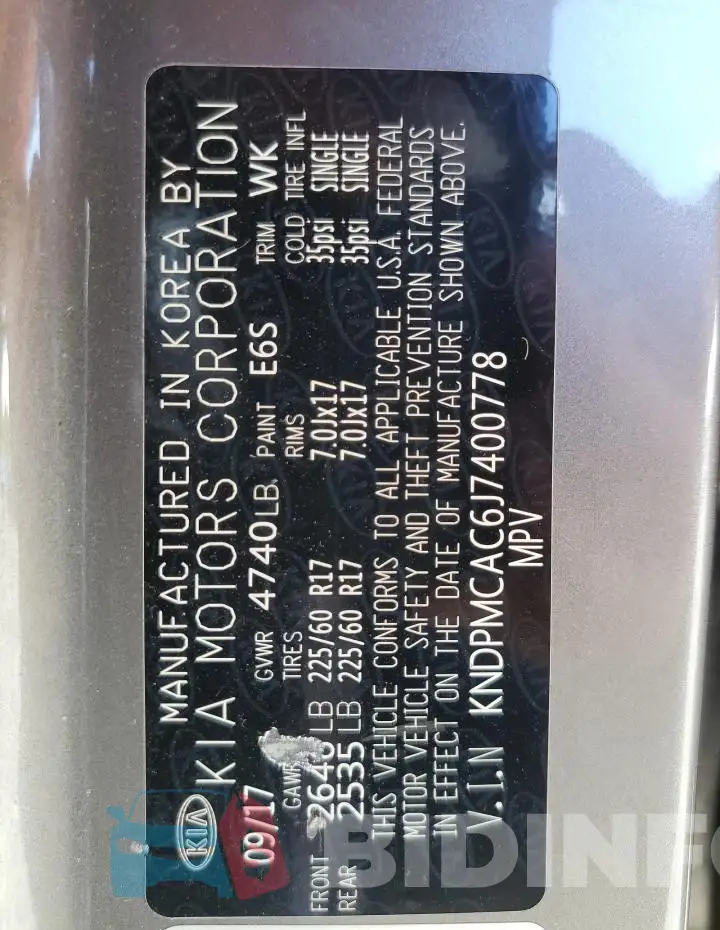 KNDPMCAC6J7400778 Photo# 13