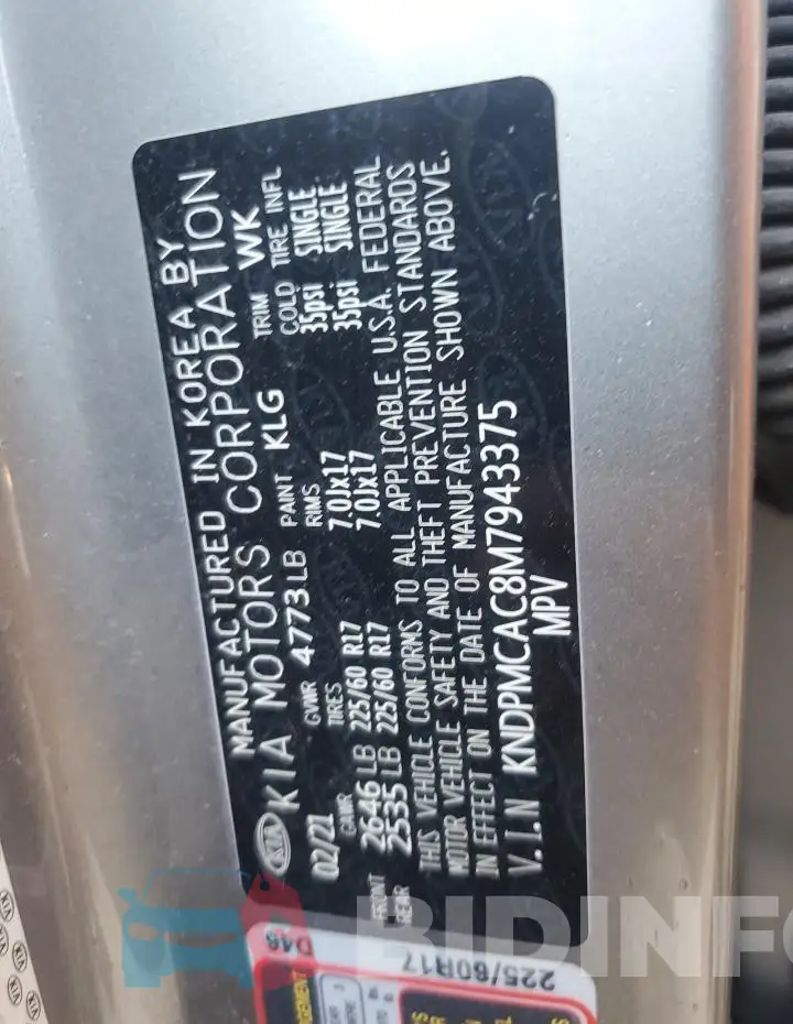 KNDPMCAC8M7943375 Photo# 13