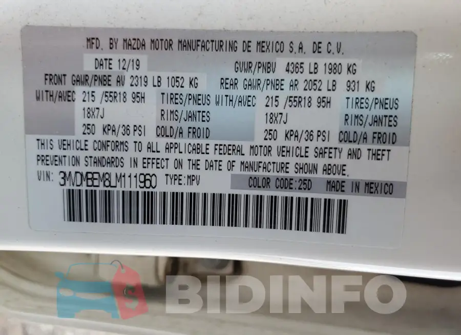 3MVDMBEM8LM111960 Photo# 13