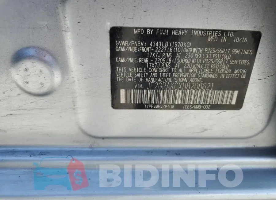JF2GPAKCXH8208621 Photo# 13