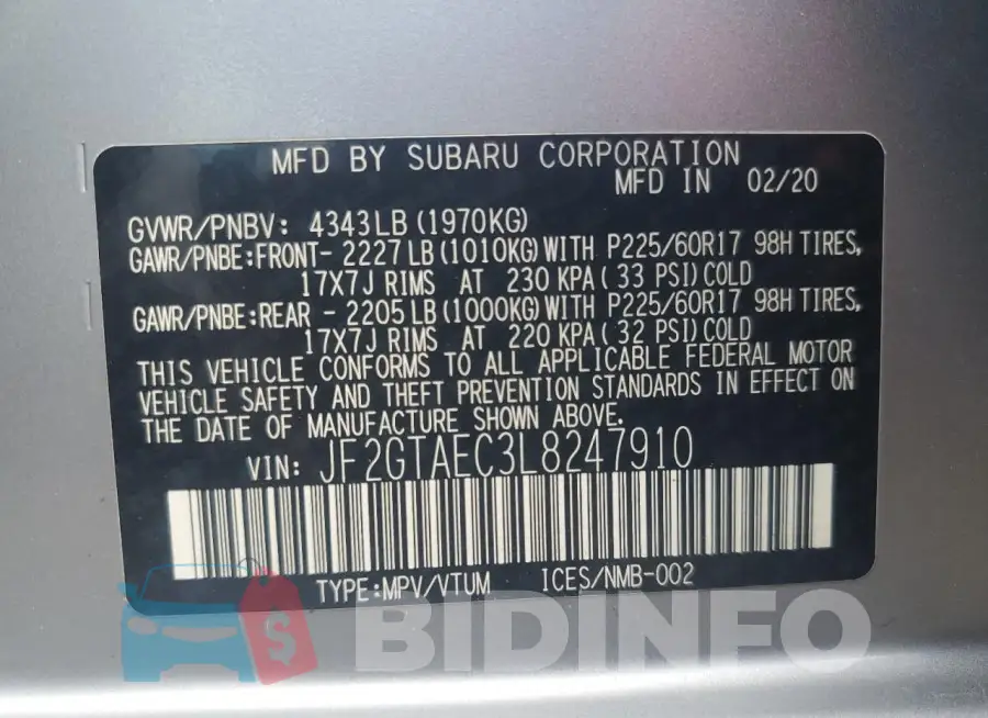 JF2GTAEC3L8247910 Photo# 12