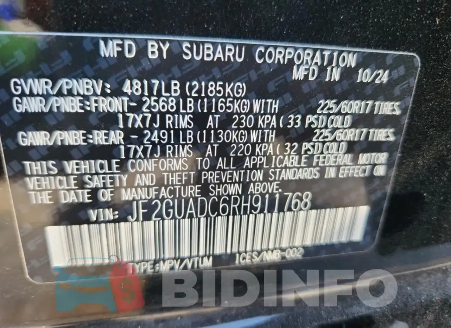 JF2GUADC6RH911768 Photo# 13