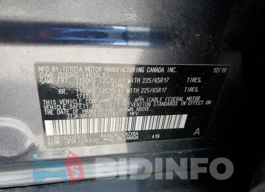 2T3F1RFV2LC082281 Photo# 12