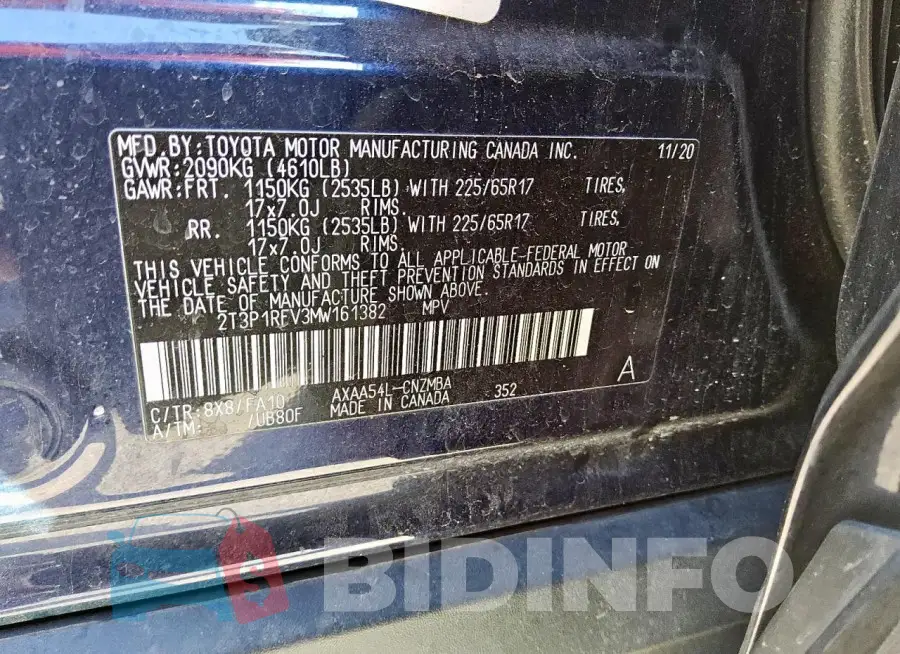 2T3P1RFV3MW161382 Photo# 13
