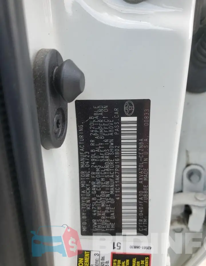 4T1C11AK7PU161802 Photo# 12
