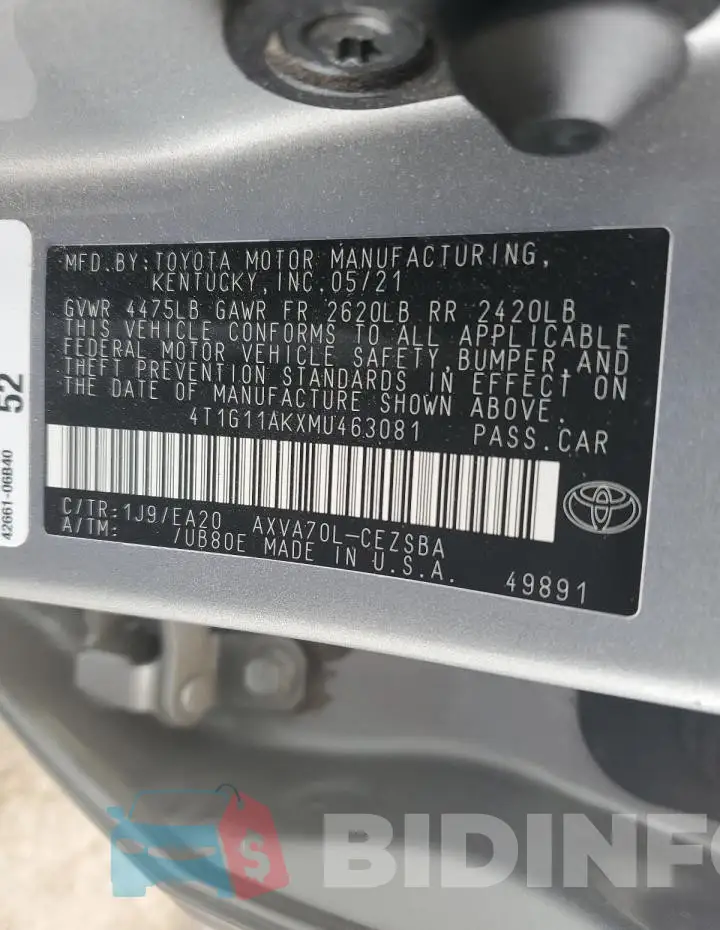 4T1G11AKXMU463081 Photo# 13