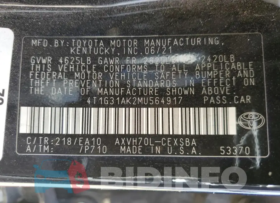4T1G31AK2MU564917 Photo# 12